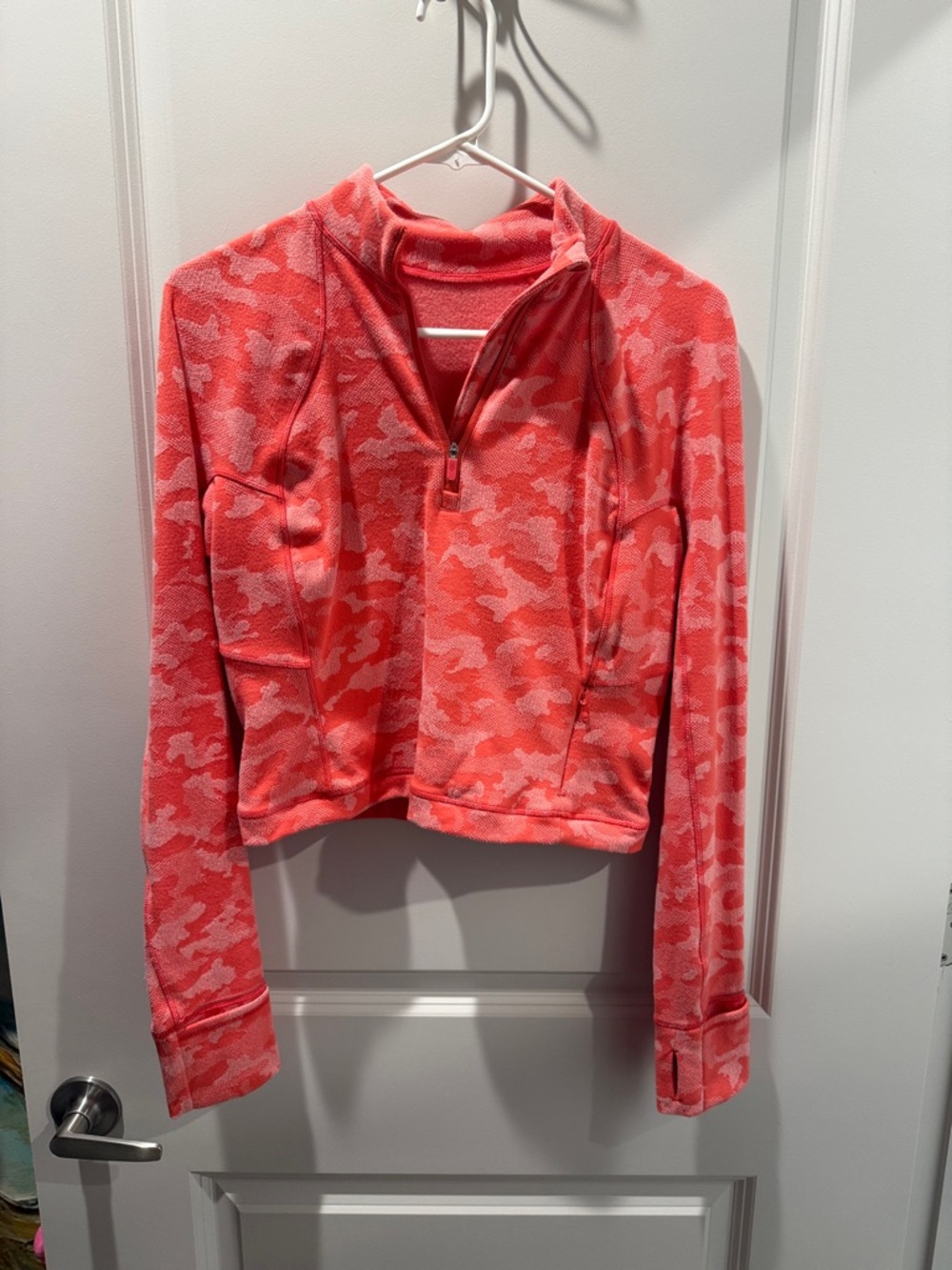 Lululemon Cropped Coral Camo Half-Zip Pullover